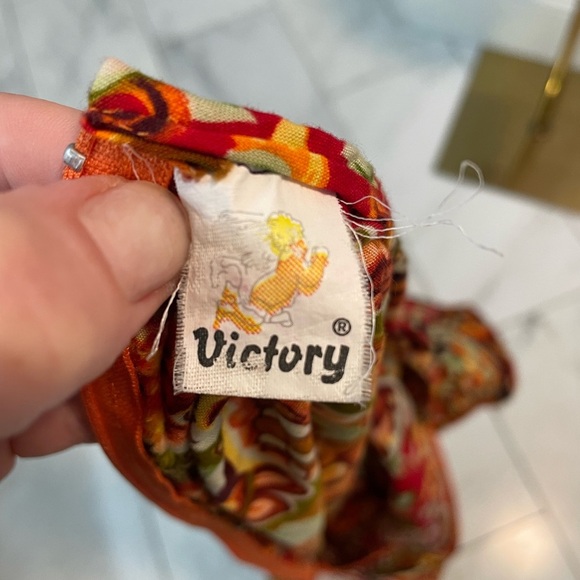 Vintage fall harvest Thanksgiving themed mini dress with collar by Victory - Picture 6 of 10